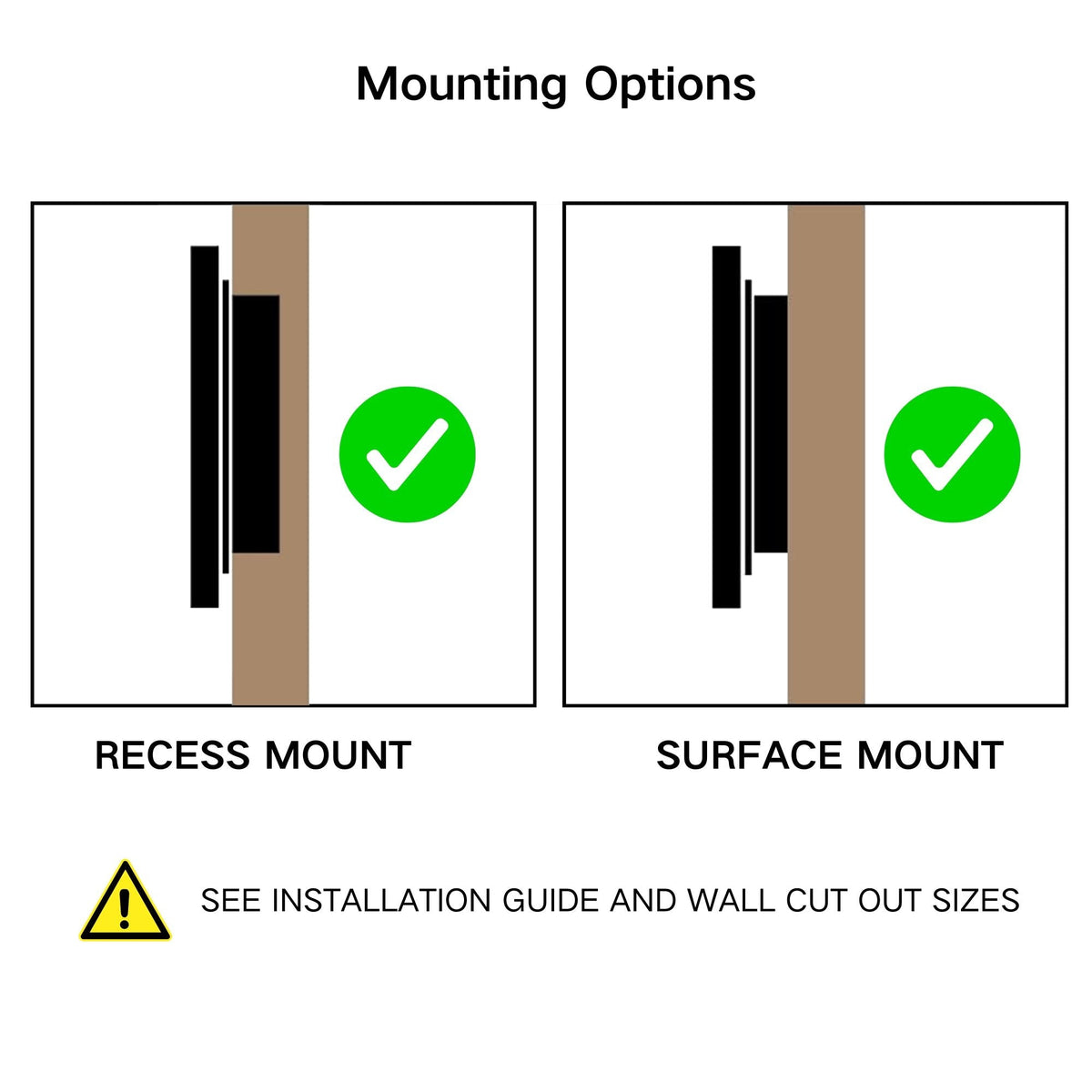 TEHOME 17.5-in x 29-in LED Surface/Recessed Mount Matt Black Mirrored Soft Close Medicine Cabinet
