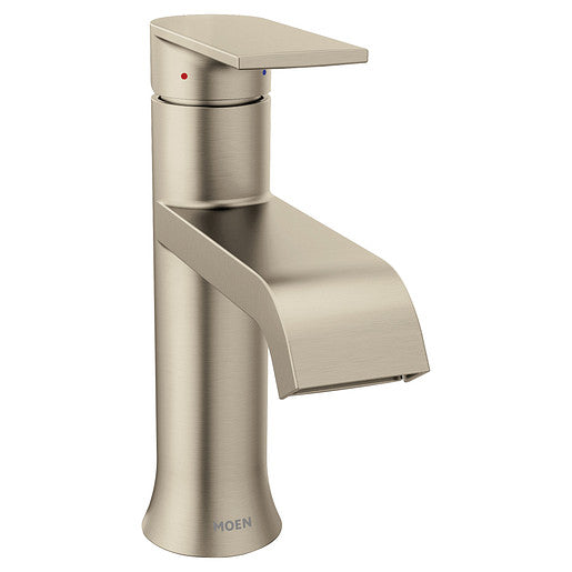 Moen Genta Brushed Nickel 1-Handle Single-Hole WaterSense Bathroom Sink Faucet with Drain