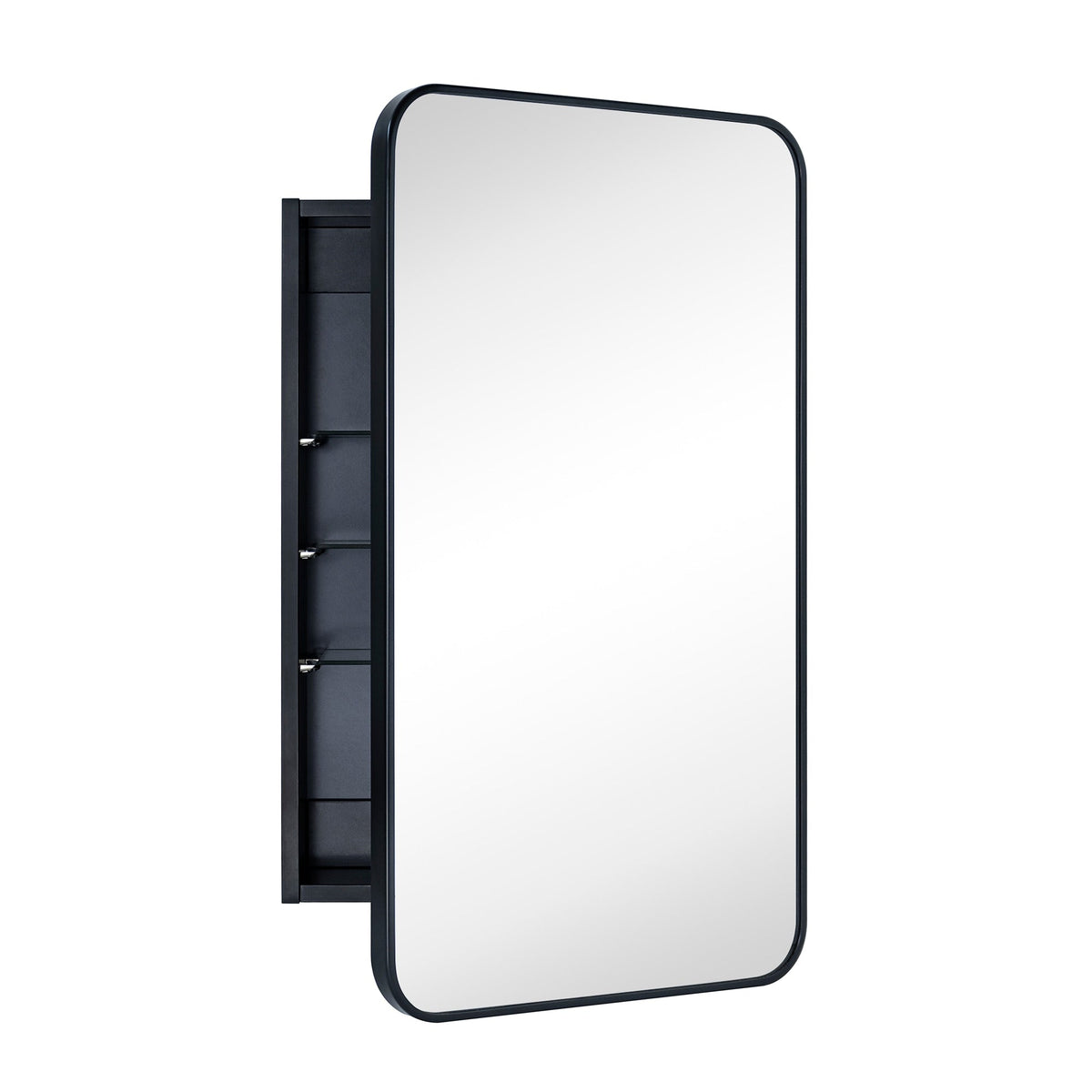 TEHOME 17.5-in x 29-in LED Surface/Recessed Mount Matt Black Mirrored Soft Close Medicine Cabinet