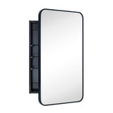 TEHOME 17.5-in x 29-in LED Surface/Recessed Mount Matt Black Mirrored Soft Close Medicine Cabinet