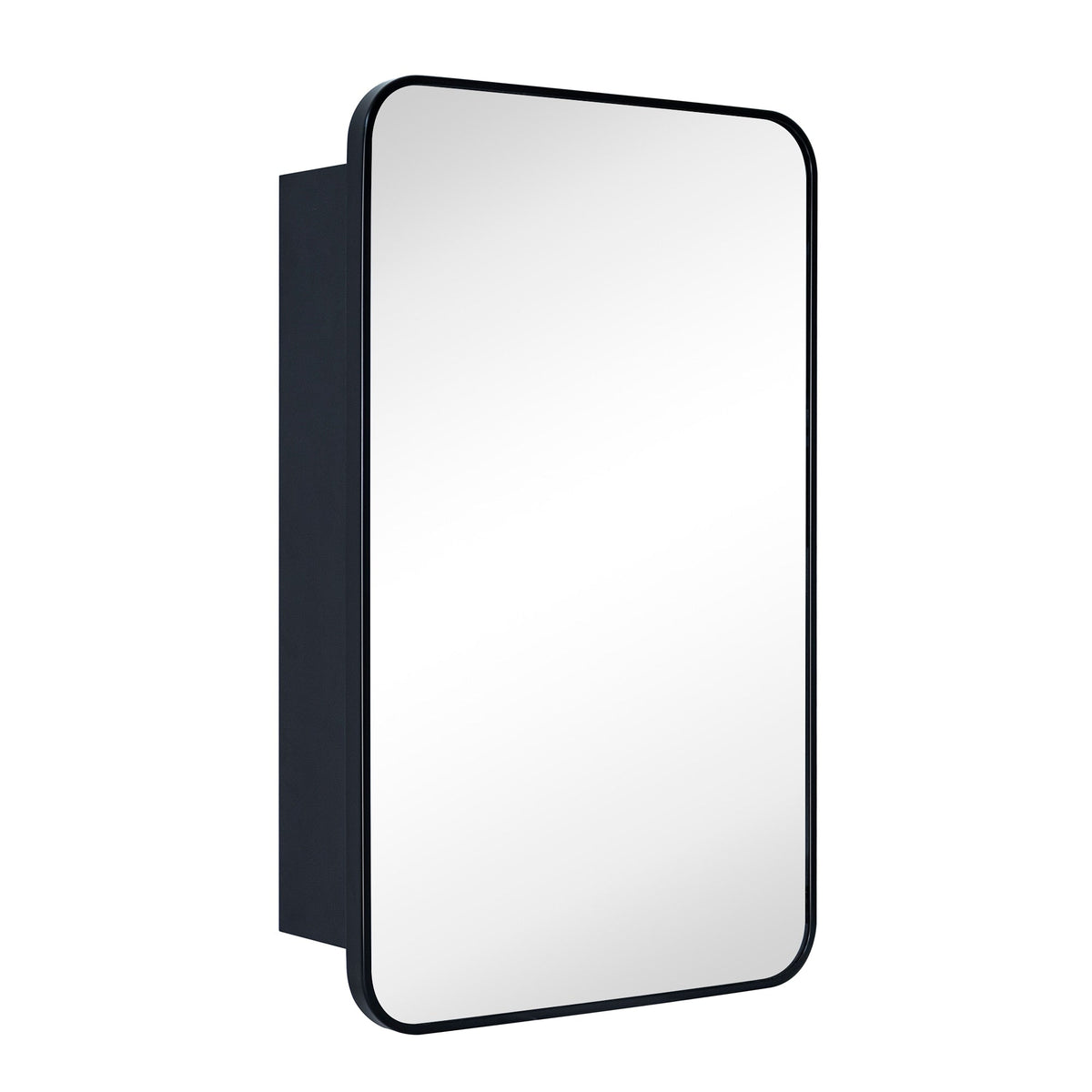 TEHOME 17.5-in x 29-in LED Surface/Recessed Mount Matt Black Mirrored Soft Close Medicine Cabinet