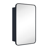 TEHOME 17.5-in x 29-in LED Surface/Recessed Mount Matt Black Mirrored Soft Close Medicine Cabinet