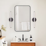 TEHOME 17.5-in x 29-in LED Surface/Recessed Mount Matt Black Mirrored Soft Close Medicine Cabinet