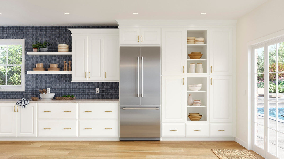 allen + roth Tilson 30-in W x 34.5-in H x 24-in D Linen 3-Drawer Base Fully Assembled Cabinet (Raised Panel Style)
