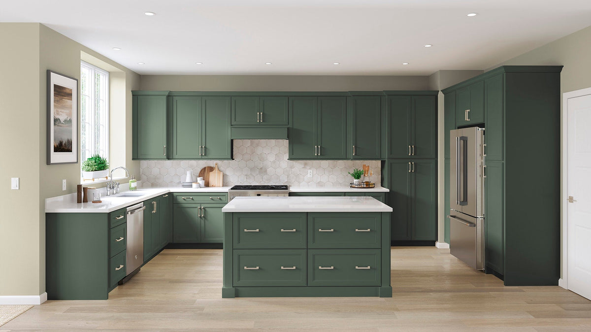 allen + roth Heathrow 18-in W x 34.5-in H x 24-in D Sage 1-Drawer Base Fully Assembled Cabinet (Recessed Panel Mitered Style)
