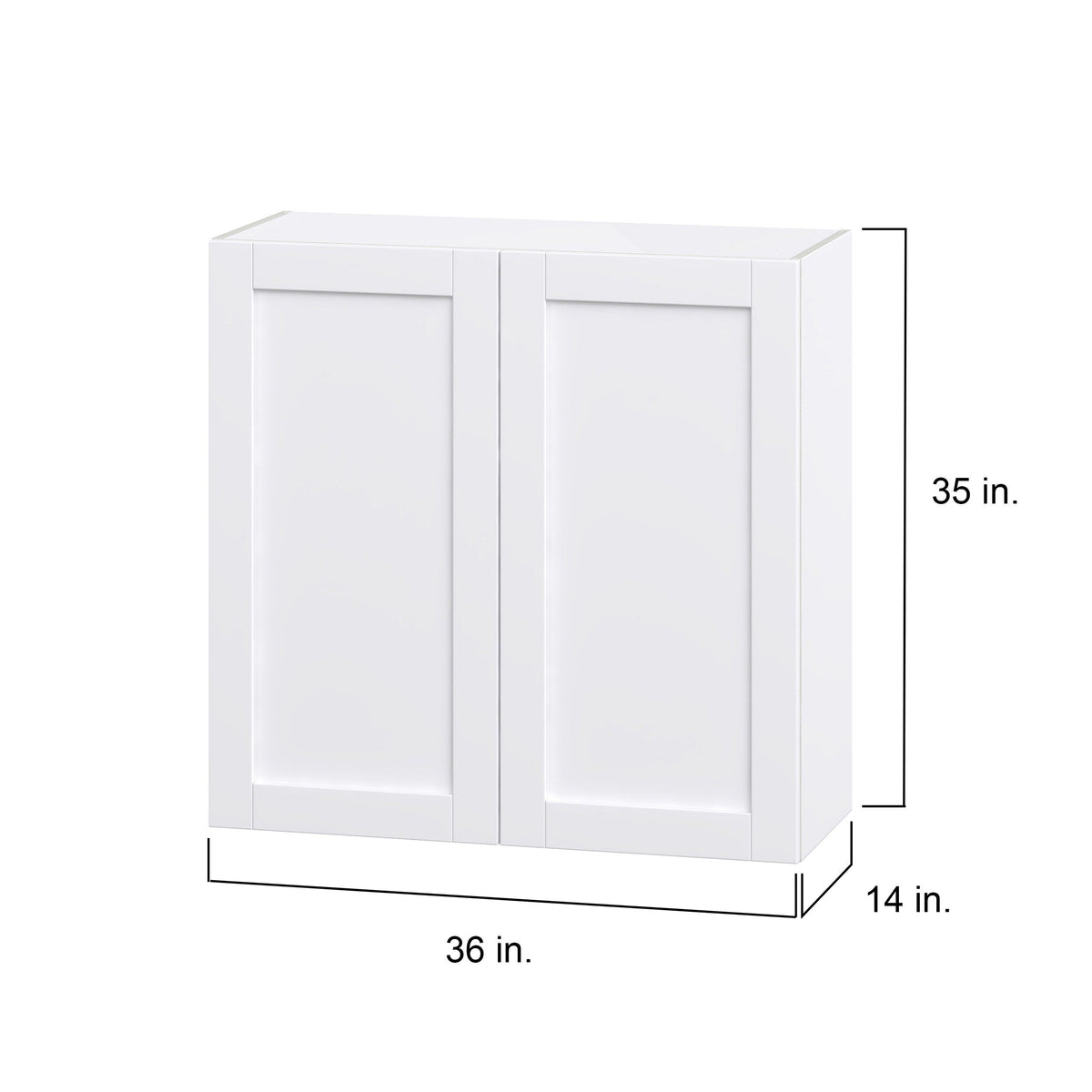 Hugo&Borg Rosemont 36-in W x 35-in H x 14-in D Glacier White Wall Fully Assembled Cabinet (Flat Panel Shaker Door Style)