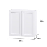 Hugo&Borg Rosemont 36-in W x 35-in H x 14-in D Glacier White Wall Fully Assembled Cabinet (Flat Panel Shaker Door Style)