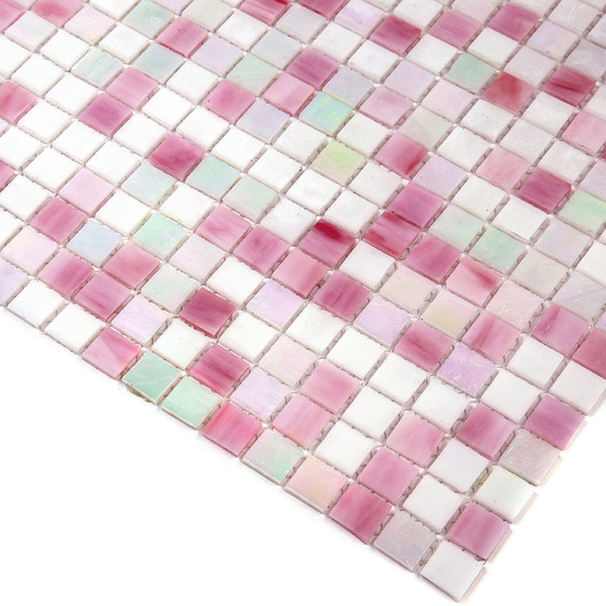 Apollo Tile Mingles White and Soft Pink 11-1/2-in x 11-1/2-in Glossy Glass Uniform Squares Floor and Wall Tile (18.69-sq. ft/ Carton)