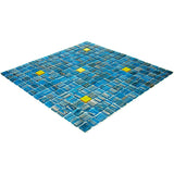 Apollo Tile Mingles Blue and Yellow 12-in x 12-in Glossy Glass Uniform Squares Floor and Wall Tile (20-sq. ft/ Carton)