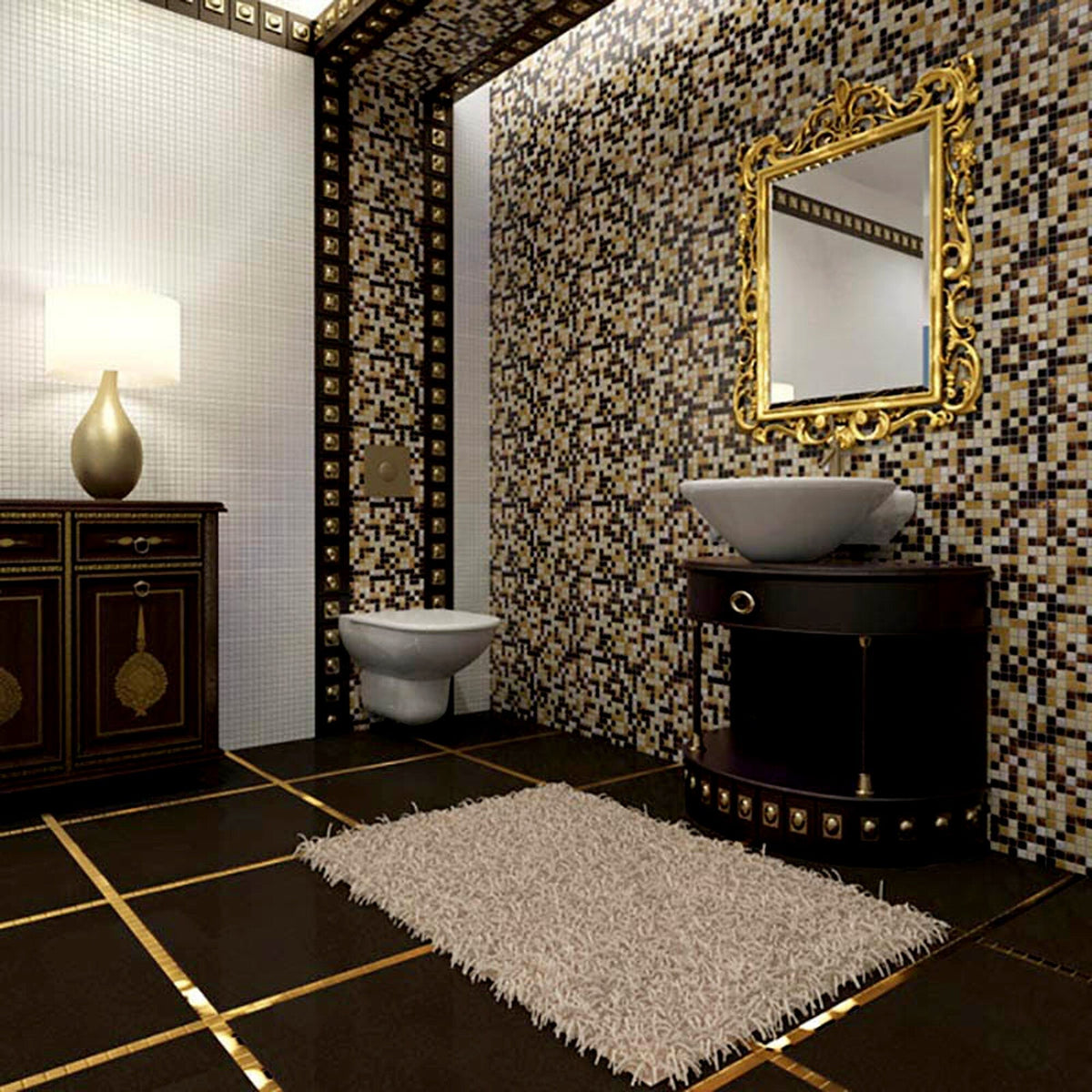 Apollo Tile Mingles Brown and Beige 12-in x 12-in Glossy Glass Uniform Squares Floor and Wall Tile (20-sq. ft/ Carton)