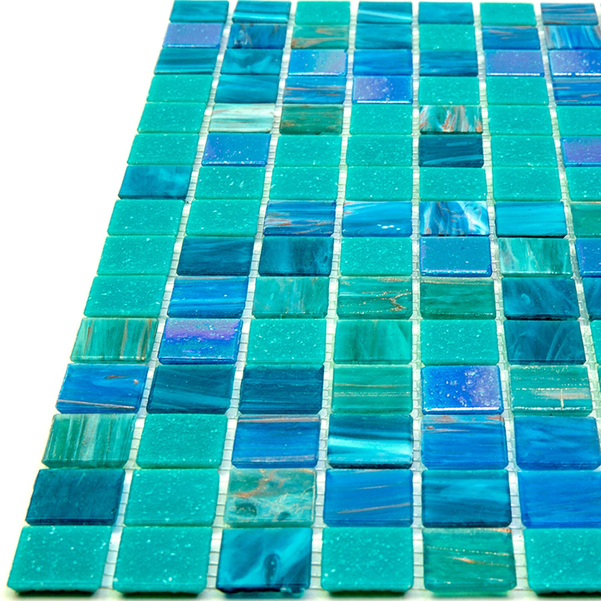 Apollo Tile Mingles Blue Green 12-in x 12-in Glossy Glass Uniform Squares Floor and Wall Tile (20-sq. ft/ Carton)