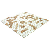 Apollo Tile Mingles White and Beige 12-in x 12-in Glossy Glass Uniform Squares Floor and Wall Tile (20-sq. ft/ Carton)