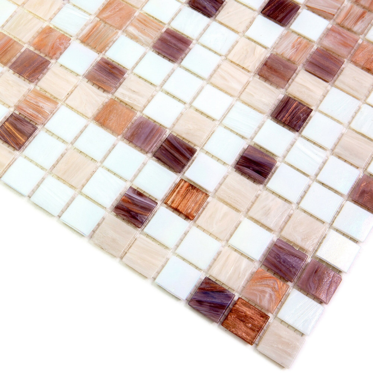 Apollo Tile Mingles White and Brown 12-in x 12-in Glossy Glass Uniform Squares Floor and Wall Tile (20-sq. ft/ Carton)