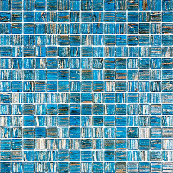 Apollo Tile Celestial Blue and Gold 12-in x 12-in Glossy Glass Uniform Squares Floor and Wall Tile (20-sq. ft/ Carton)
