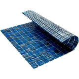 Apollo Tile Celestial Yale Blue and Gold 12-in x 12-in Glossy Glass Uniform Squares Floor and Wall Tile (20-sq. ft/ Carton)