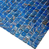 Apollo Tile Celestial Yale Blue and Gold 12-in x 12-in Glossy Glass Uniform Squares Floor and Wall Tile (20-sq. ft/ Carton)