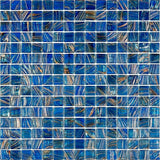 Apollo Tile Celestial Yale Blue and Gold 12-in x 12-in Glossy Glass Uniform Squares Floor and Wall Tile (20-sq. ft/ Carton)