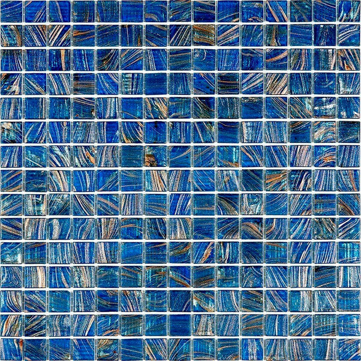 Apollo Tile Celestial Yale Blue and Gold 12-in x 12-in Glossy Glass Uniform Squares Floor and Wall Tile (20-sq. ft/ Carton)