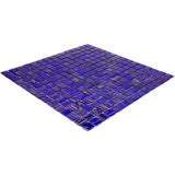 Apollo Tile Celestial Royal Blue and Gold 12-in x 12-in Glossy Glass Uniform Squares Floor and Wall Tile (20-sq. ft/ Carton)