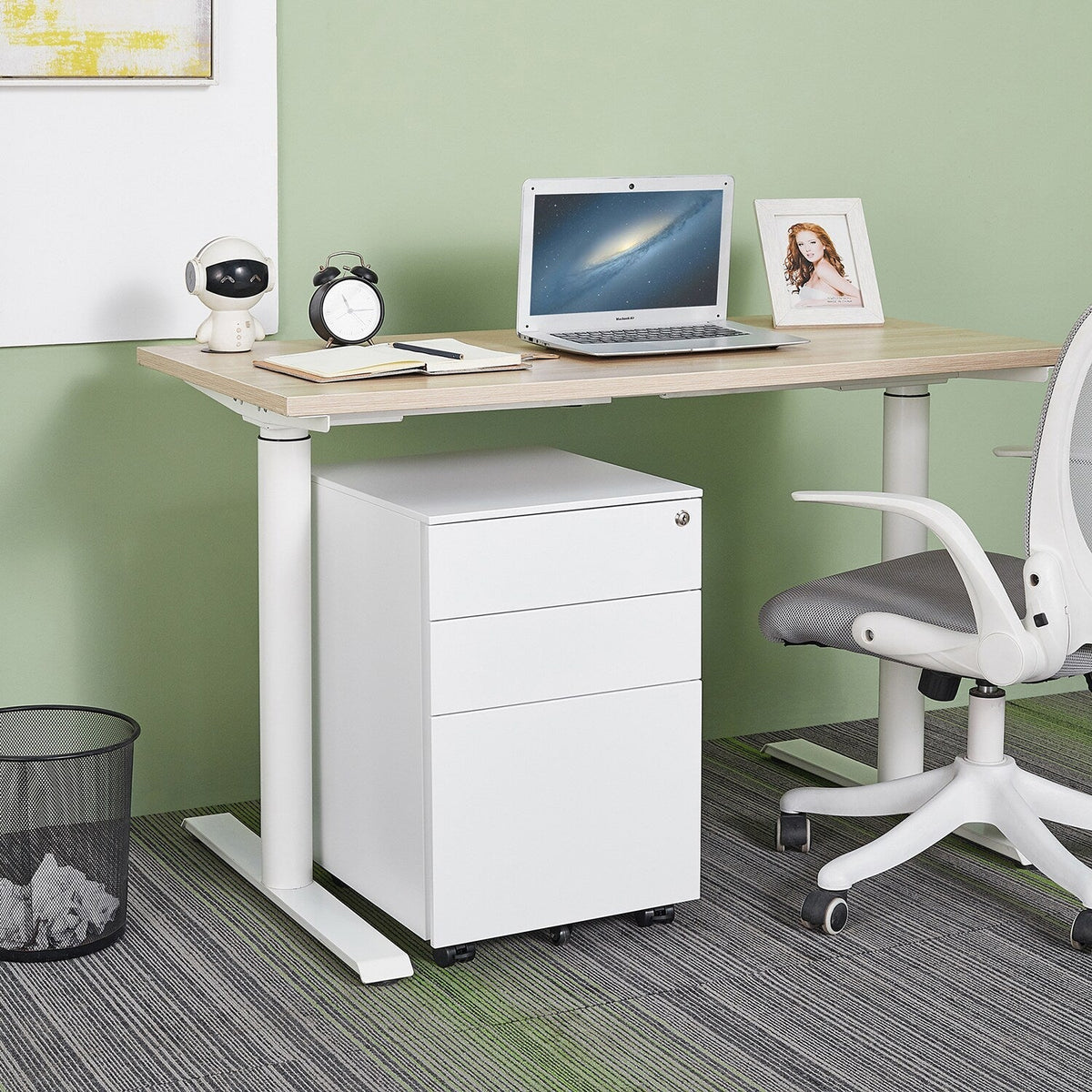 Mondawe White 3-Drawer 15.35-in File Cabinet