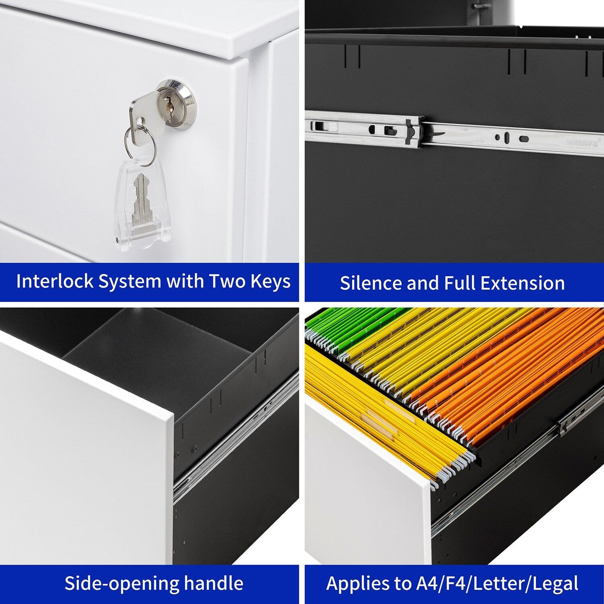 Mondawe White 3-Drawer 15.35-in File Cabinet