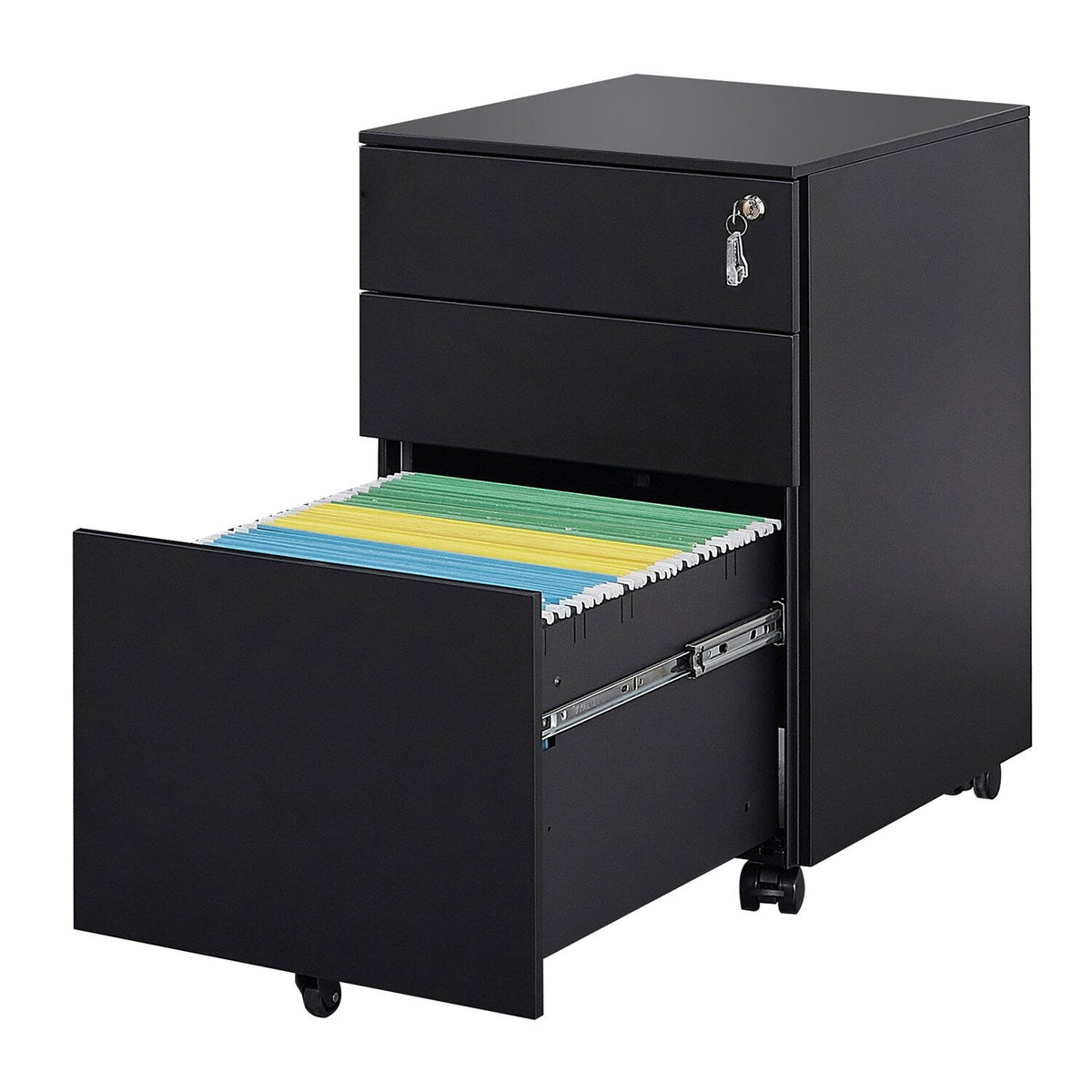 Mondawe Black 3-Drawer 15.35-in File Cabinet