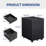 Mondawe Black 3-Drawer 15.35-in File Cabinet
