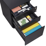 Mondawe Black 3-Drawer 15.35-in File Cabinet