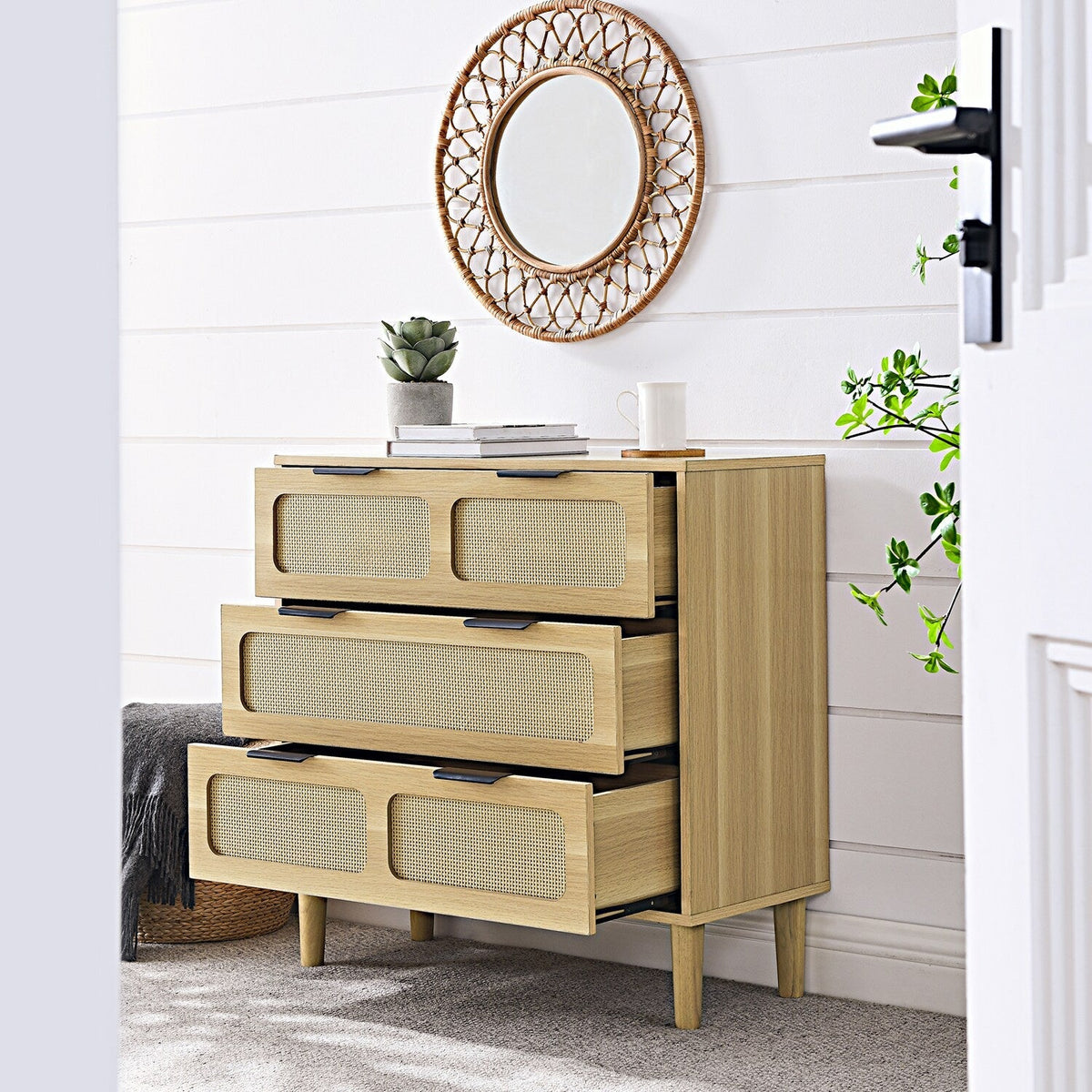 SINOFURN Wood 3-Drawer Accent Chest