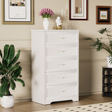 SINOFURN Traditional White Wood Accent Chest with Rattan Door Panels and Adjustable Shelves