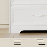 SINOFURN Traditional White Wood Accent Chest with Rattan Door Panels and Adjustable Shelves
