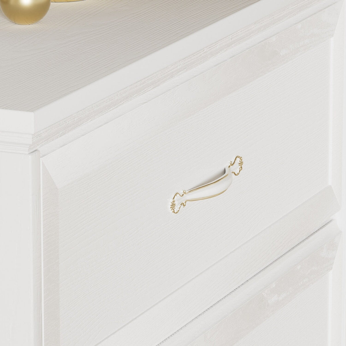 SINOFURN Traditional White Wood Accent Chest with Rattan Door Panels and Adjustable Shelves