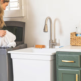 Project Source 24-in x 24-in White Freestanding Utility Tub with Faucet and Drain