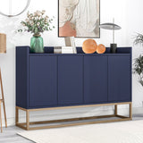 SINOFURN Rustic Light Brown Wood Sideboard with Bamboo Cabinet Body and Rattan Weave Detail