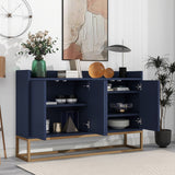 SINOFURN Rustic Light Brown Wood Sideboard with Bamboo Cabinet Body and Rattan Weave Detail