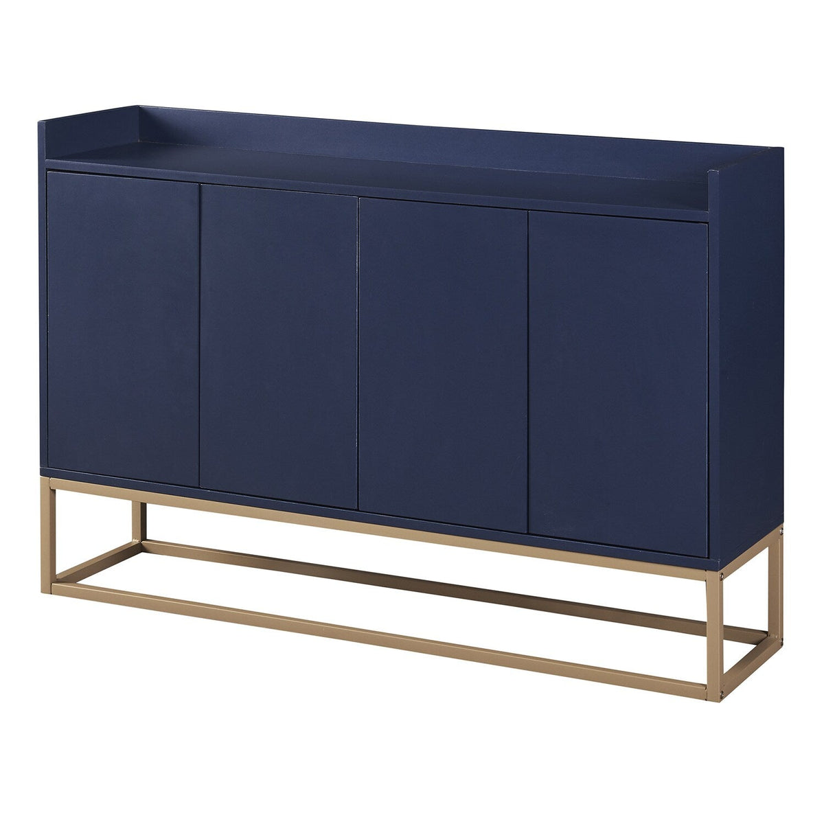 SINOFURN Rustic Light Brown Wood Sideboard with Bamboo Cabinet Body and Rattan Weave Detail
