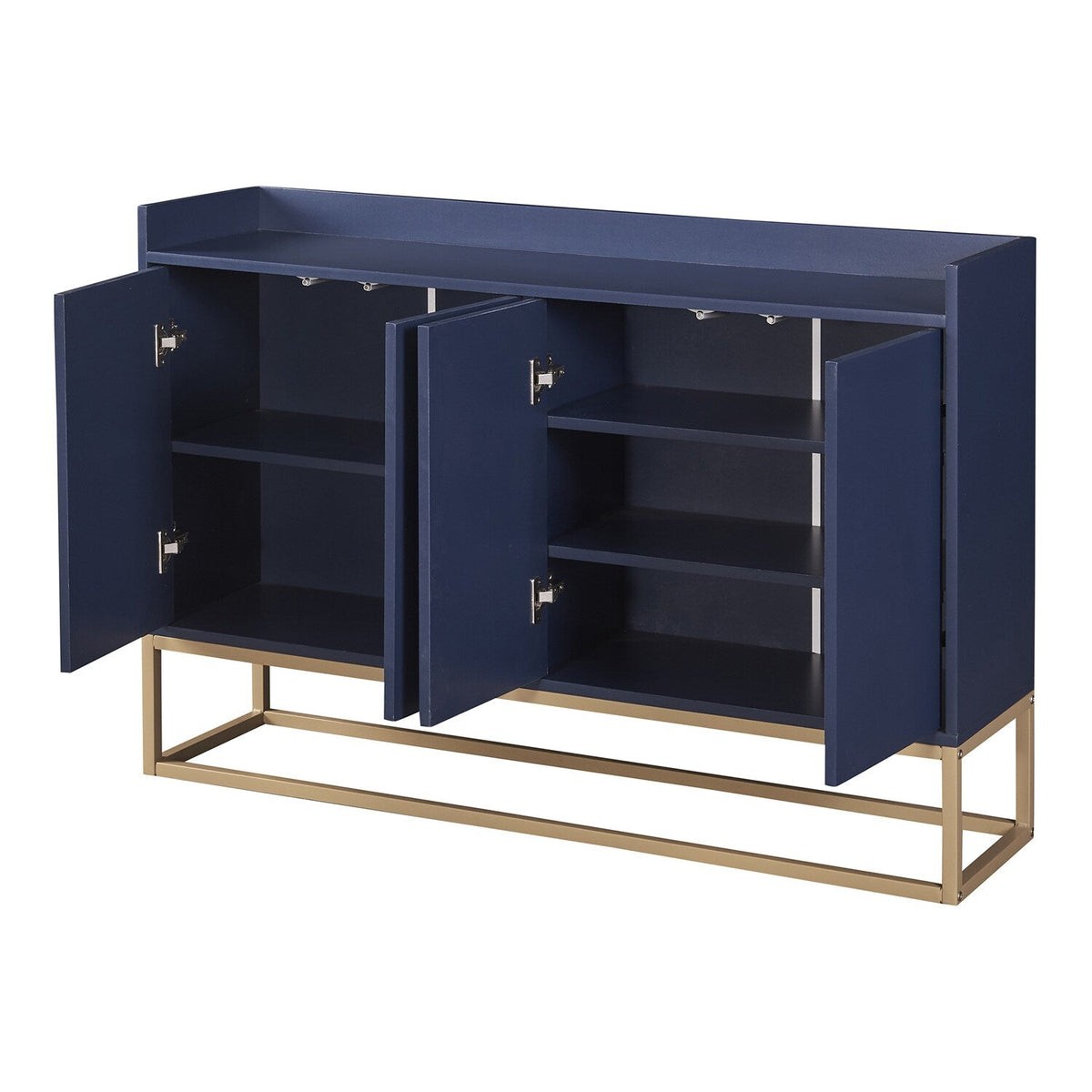 SINOFURN Rustic Light Brown Wood Sideboard with Bamboo Cabinet Body and Rattan Weave Detail