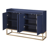 SINOFURN Rustic Light Brown Wood Sideboard with Bamboo Cabinet Body and Rattan Weave Detail