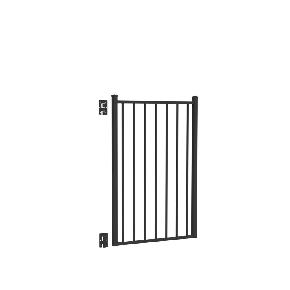 Freedom Easton 4-ft H x 3-ft W Black Aluminum Decorative Walk-thru Fence Gate