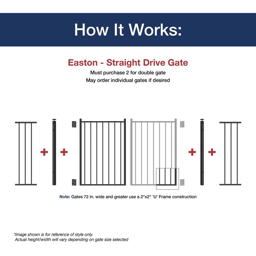 Freedom Easton 4-ft H x 3-ft W Black Aluminum Decorative Walk-thru Fence Gate