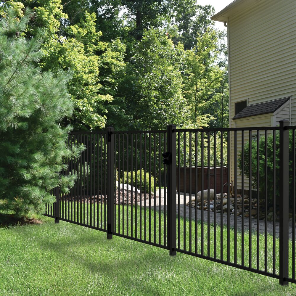 Freedom Easton 4-ft H x 3-ft W Black Aluminum Decorative Walk-thru Fence Gate