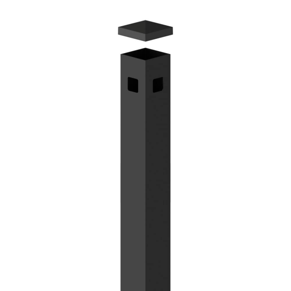 Freedom Easton 6-ft H x 2-1/2-in W Black Aluminum Spaced Picket Flat-top Decorative Corner Fence Post