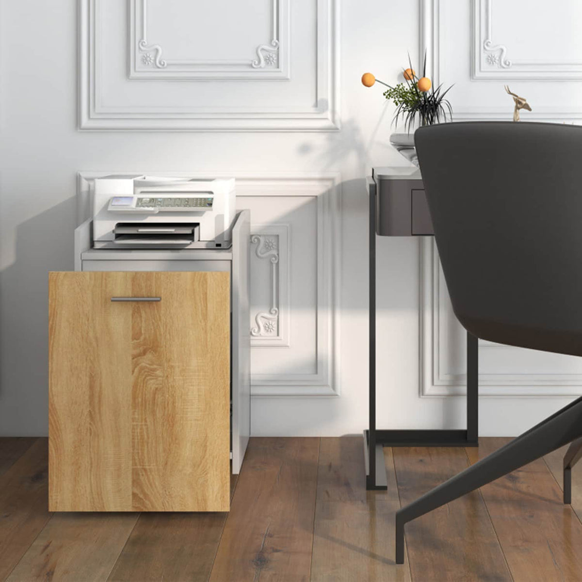 Mondawe White and Brown 2-Drawer 16.5-in File Cabinet