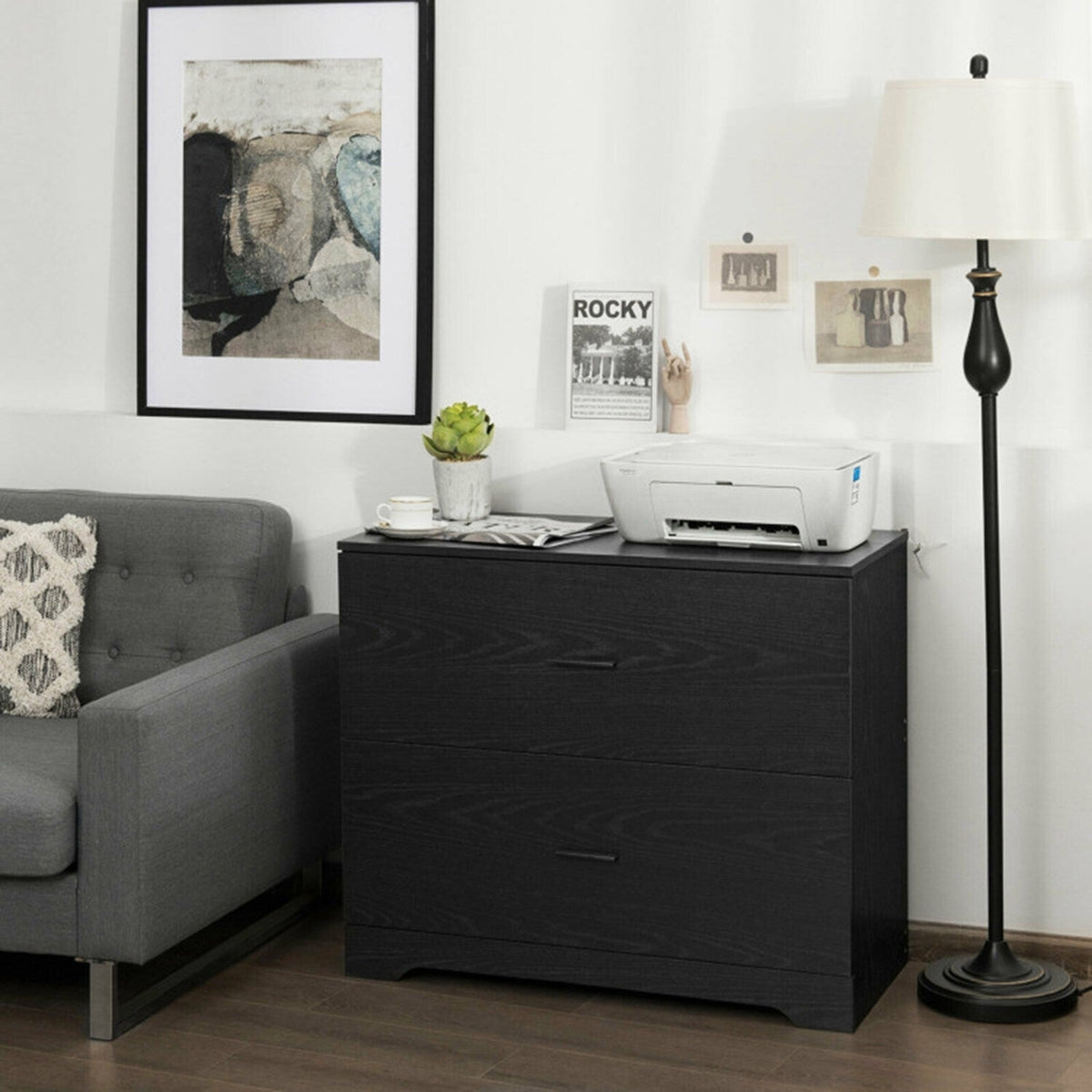 Mondawe Black 2-Drawer 35.5-in File Cabinet