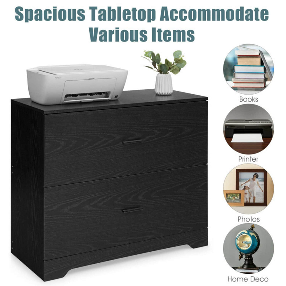 Mondawe Black 2-Drawer 35.5-in File Cabinet