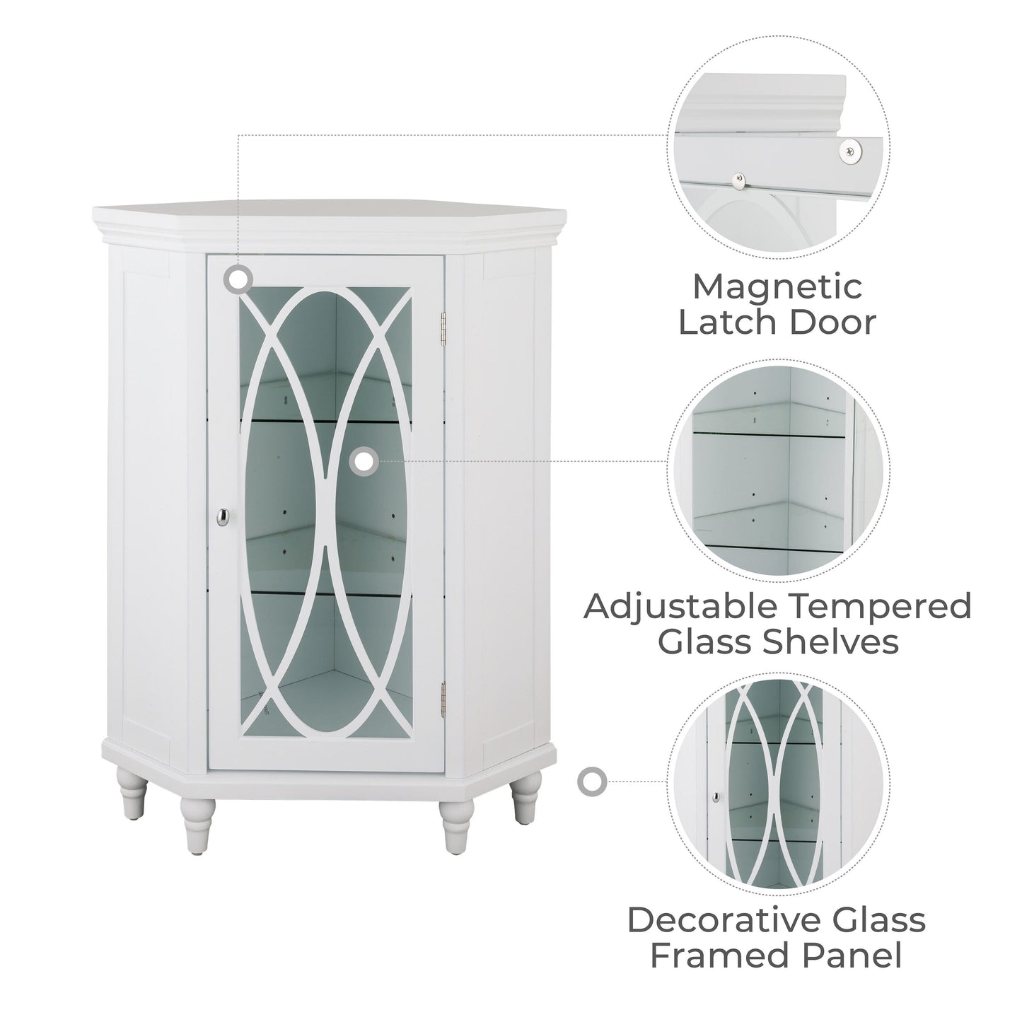 Teamson Home Florence 24.75-in x 32-in x 17.5-in White Freestanding Corner Linen Cabinet
