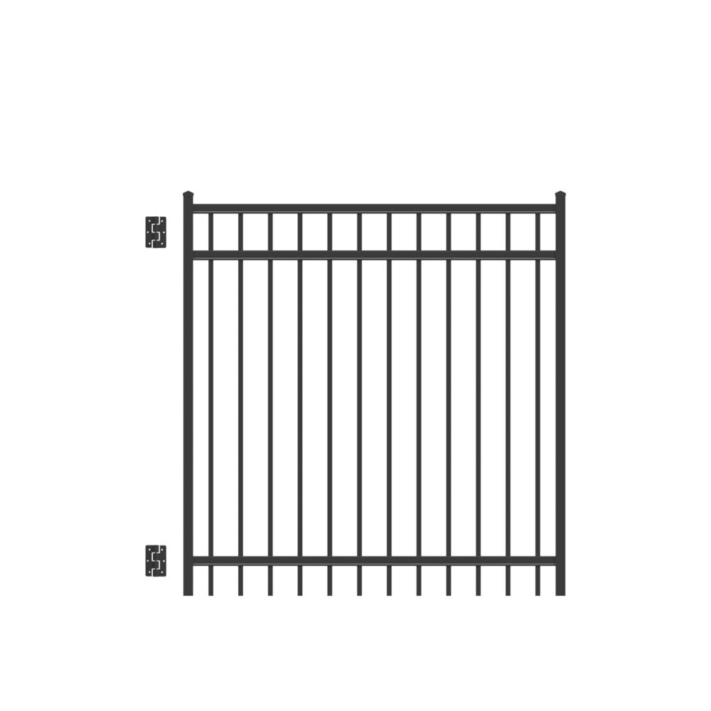 Freedom New Haven 5-ft H Black Aluminum Spaced Picket Flat-top Decorative Fence Gate
