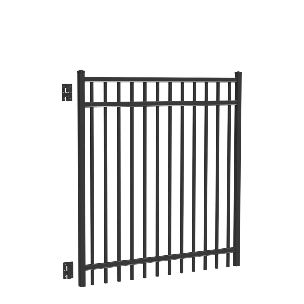 Freedom New Haven 5-ft H Black Aluminum Spaced Picket Flat-top Decorative Fence Gate