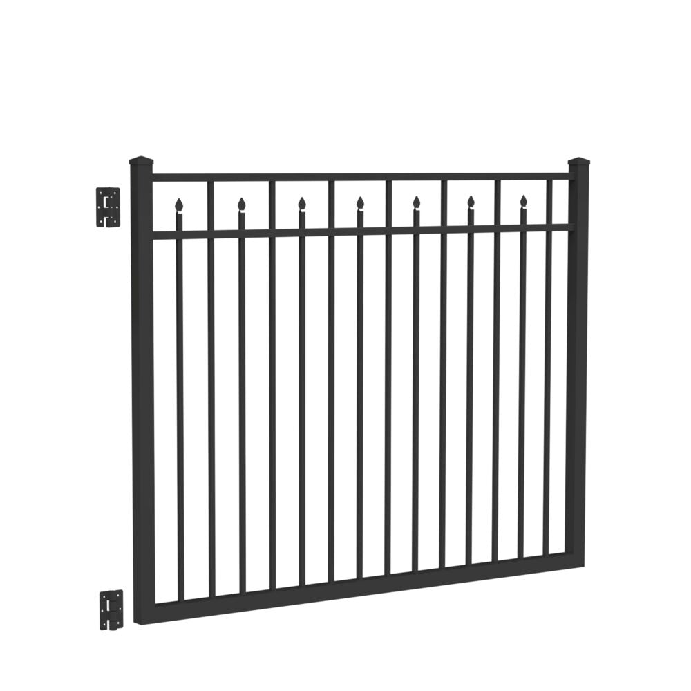 Freedom Concord 4-1/2-ft H Black Aluminum Spaced Picket Flat-top Decorative Fence Gate