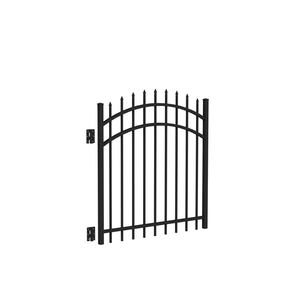 Freedom Providence 4-ft H x 4-ft W Black Aluminum Spaced Picket Pressed-point Decorative Fence Gate